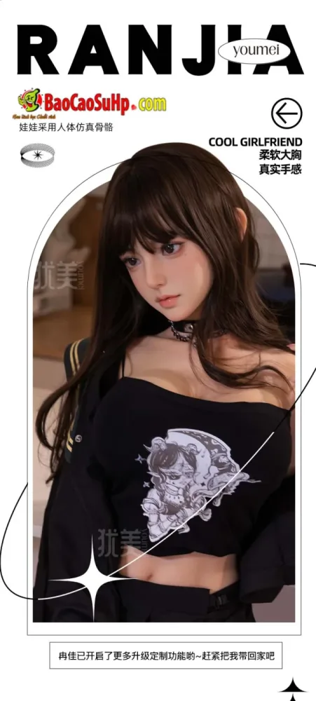 Ranjia 158cm Adult Idol Black Outfit Realistic Doll — hình 6