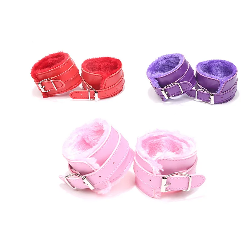 Soft Fur-Lined Leather Handcuffs in Multiple Colors for — hình 4