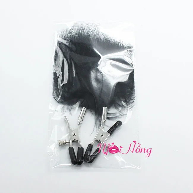 Metal Nipple Clips with Feather Tickler Pleasure Accessory — hình 9