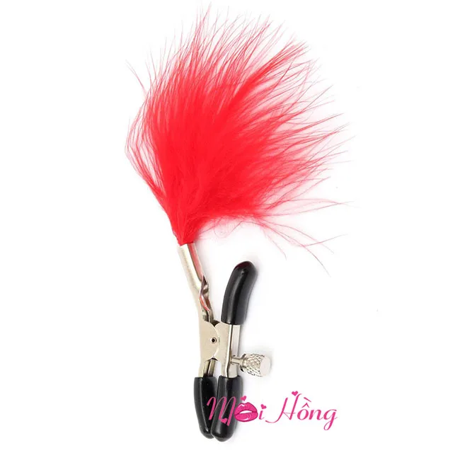 Metal Nipple Clips with Feather Tickler Pleasure Accessory — hình 7