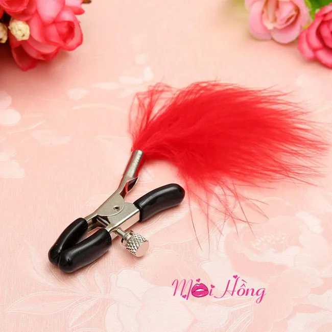 Metal Nipple Clips with Feather Tickler Pleasure Accessory — hình 6
