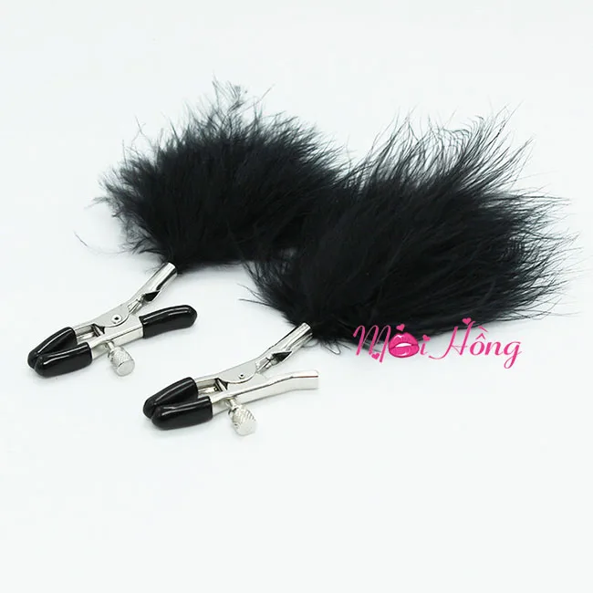 Metal Nipple Clips with Feather Tickler Pleasure Accessory — hình 8
