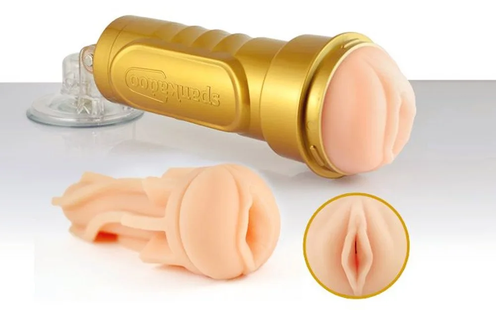 Gold Plated Wall-Attached Premium Male Masturbator – Soft — hình 2