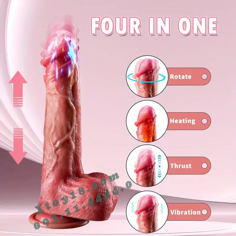 Multi-function suction vibrating rotating heating silicone — hình 2