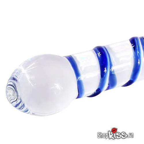 Glass Blue Spiral Realistic Dildo 3.3cm x 18cm — Benefits of Glass Material