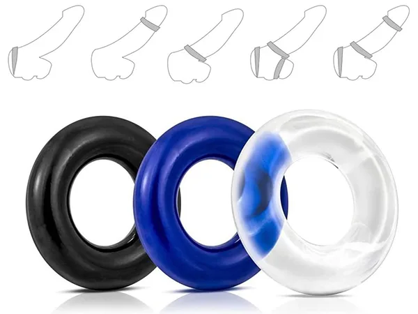 Stay Hard Silicone Cock Ring Set 3pcs Delay Ejaculation Tool — Easy to Use and Maintain