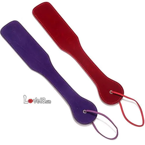 Long Handle Leather Paddle BDSM Spanking Red Purple — Exciting Features and Sensations