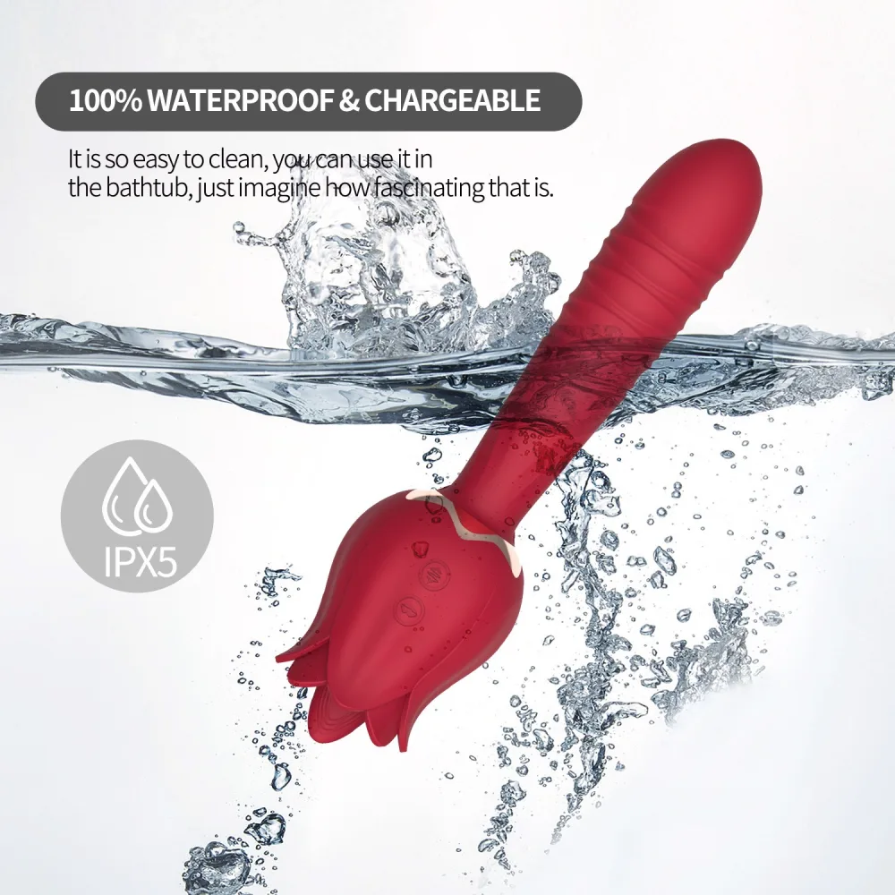 Rose Licking Massager Silicone Tongue Vibration Toy — Waterproof & Easy to Clean – Perfect for Any Environment