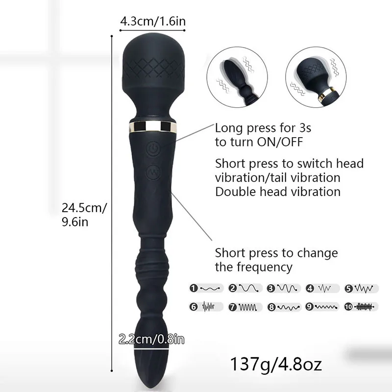 AV Stick dual head vibrator massage toy — hình 4