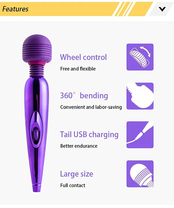 Mini Metallic Massage Wand Rechargeable Body Relax Vibe — hình 2