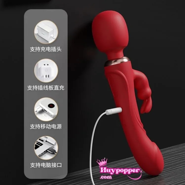 Flora Love Wand Dual Head Rabbit Clitoral G-Spot Stimulator — hình 3