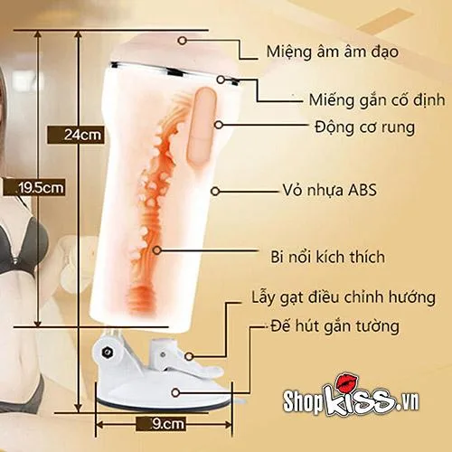 AK Hot 24cm Wall-Mounted USB Rechargeable Silicone Vibrator — hình 3
