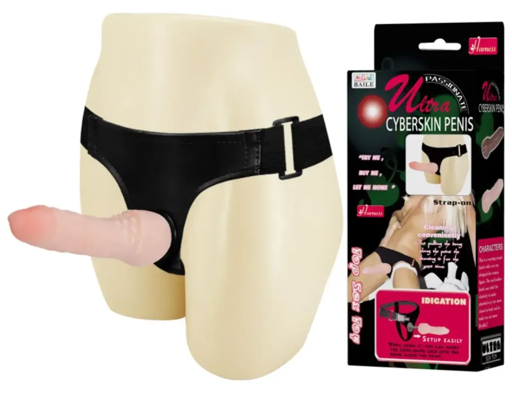 Soft realistic strap-on DC65X textured dual stimulation adjustable harness