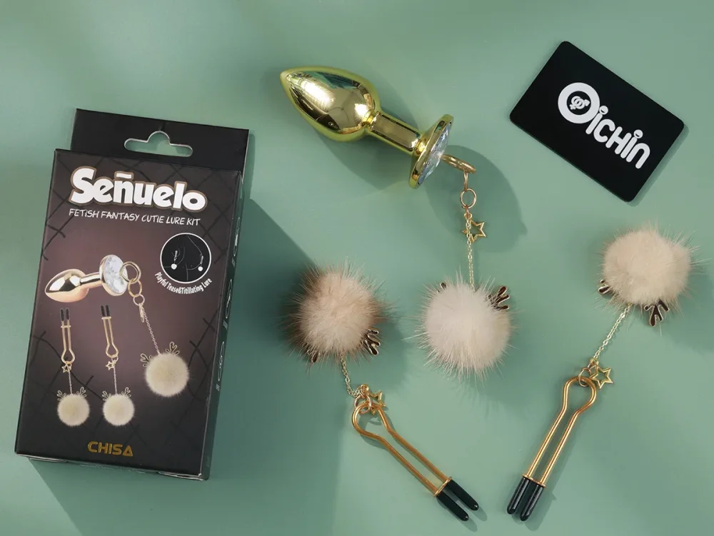 Chisa Senuelo Fetish Fantasy Nipple Clamps & Butt Plug — Once ready, this beautiful and versatile sex toy combo will