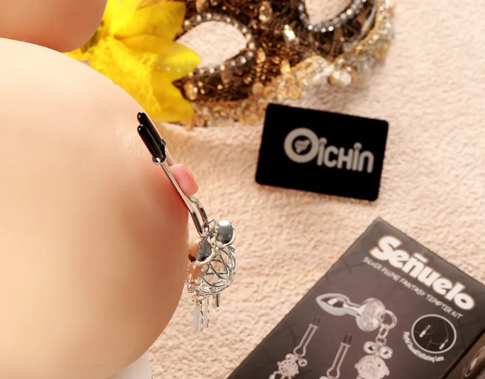 Chisa Senuelo Silver Plume BDSM Set Nipple Clamps Glow — Premium Quality Stainless Steel Material
