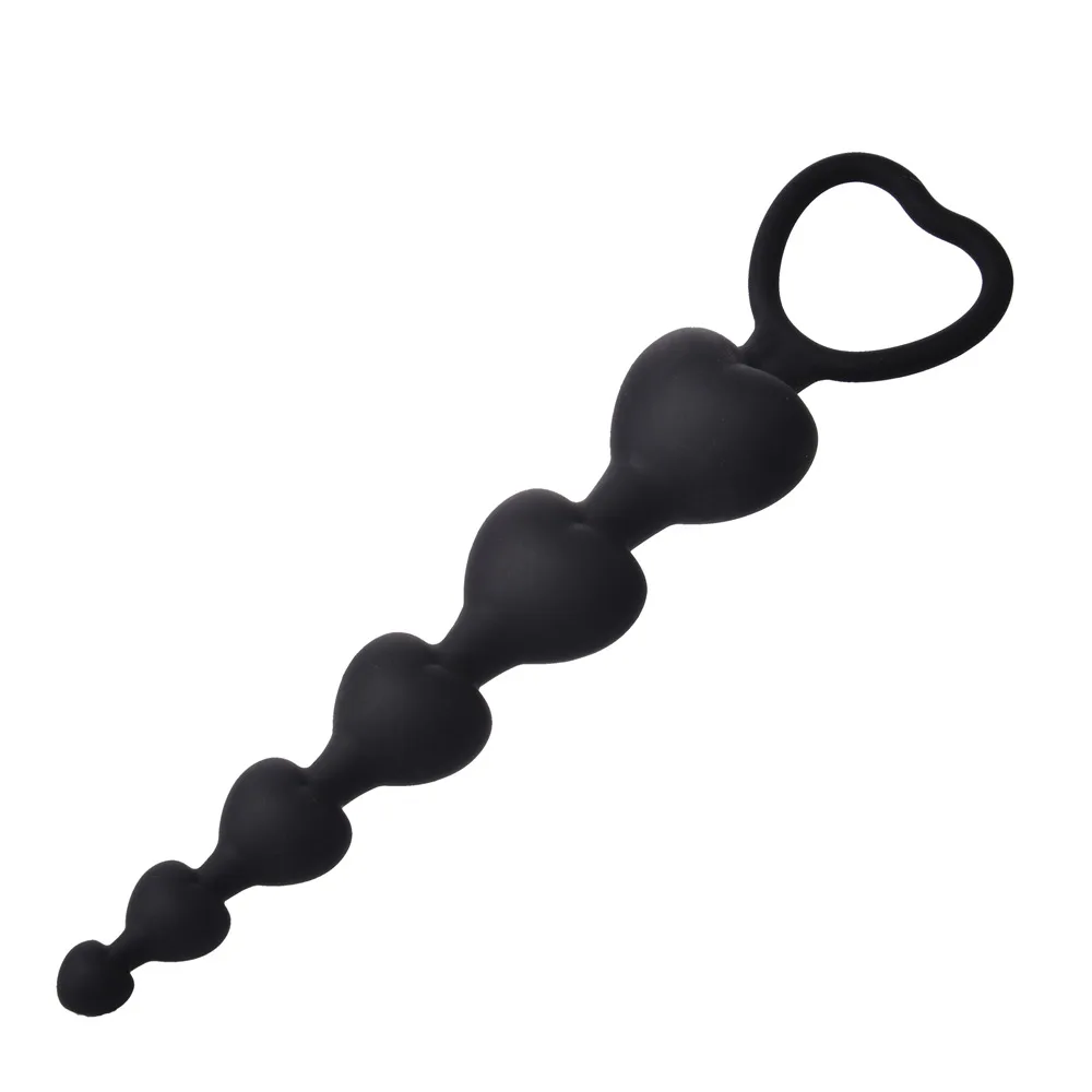 Heart-Shaped Silicone Anal Beads Massage 14.5cm — Order now and feel the difference!
