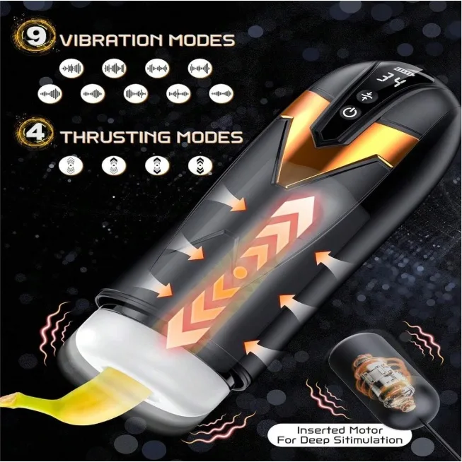Iron Man 9 Modes Vibrating Male Masturbator Toy — Multiple Vibration & Suction Modes