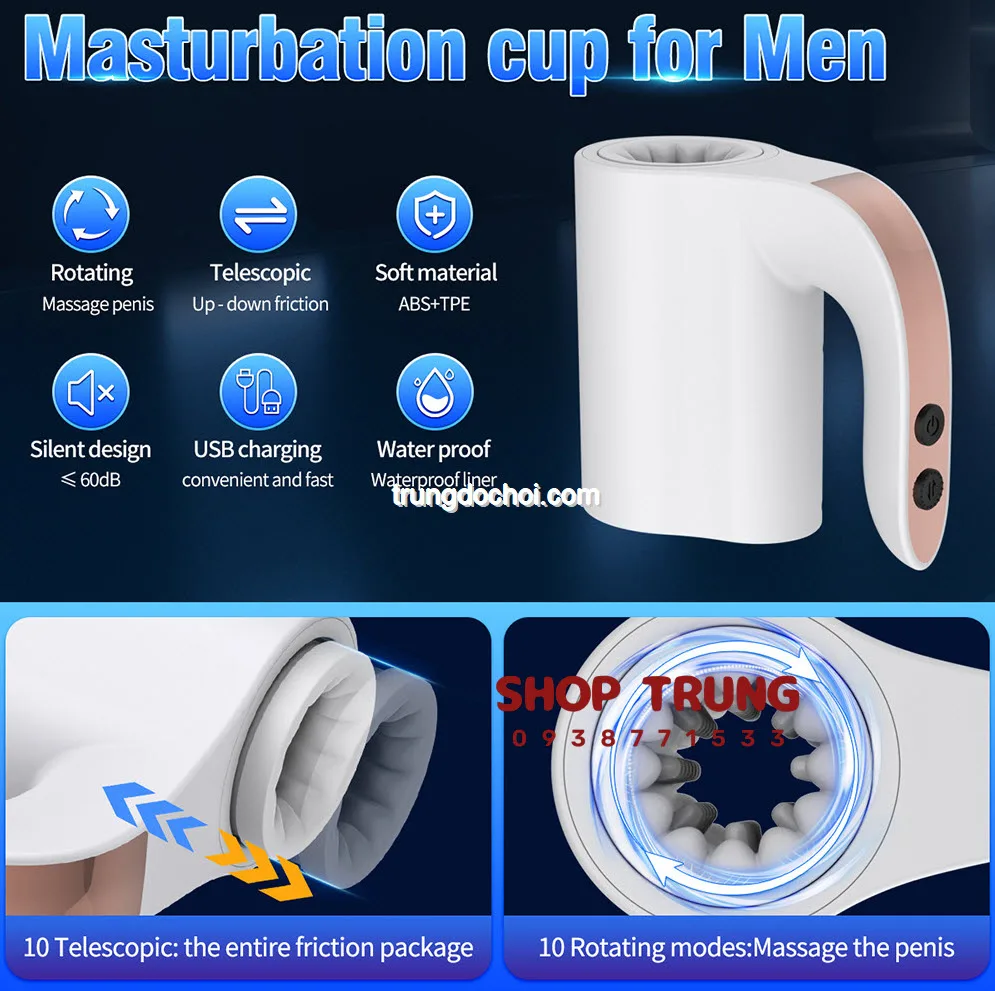 Airplane Male Masturbator 10-Speed Thrust Rotate Pleasure — hình 3