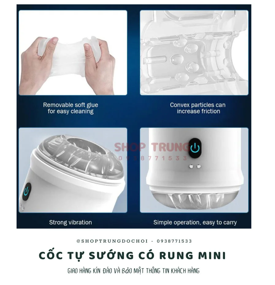 SXTOP Mini Male Vibrating Masturbation Cup TPE+ABS — Powerful Vibration with 10 Modes