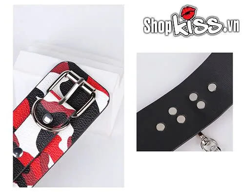 PU Leather Camouflage BDSM Handcuffs for Intense Play — Stylish Camouflage Pattern & Elegant Finish
