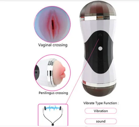 Double-Ended Vibrating Masturbation Cup with Earphones — Powerful Vibration with Authentic Audio