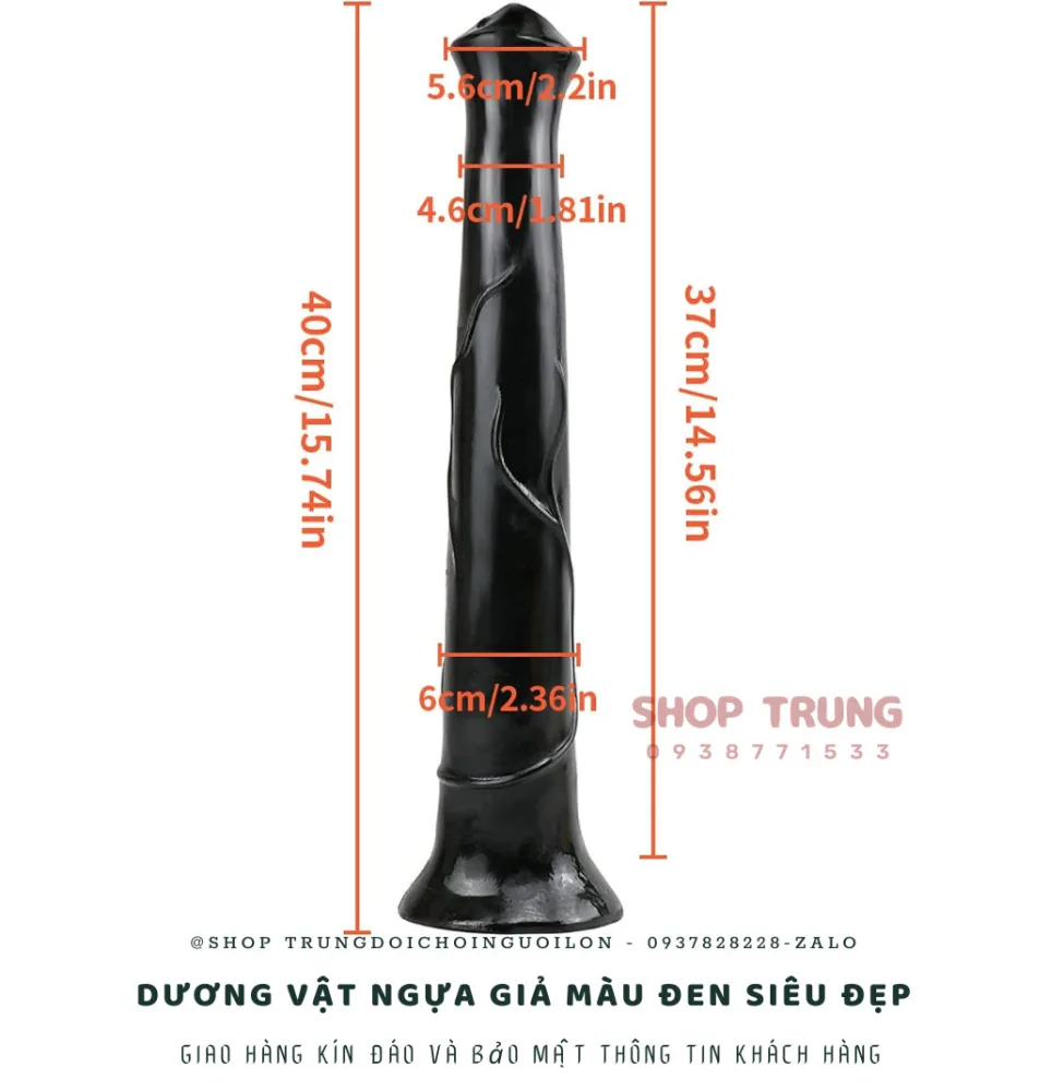 Black Wall Mount Horse Dildo 40cm – Premium Silicone — hình 5