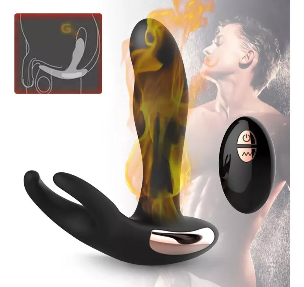 Prostate Massager 5 Rotation 10 Vibration Modes Heating Chip — Remote Control & Dual-End Vibration for Intense Sensations