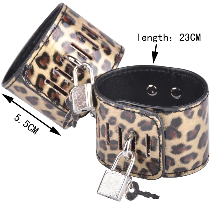 10-Piece Leopard Print BDSM Leather & Stainless Steel — hình 3