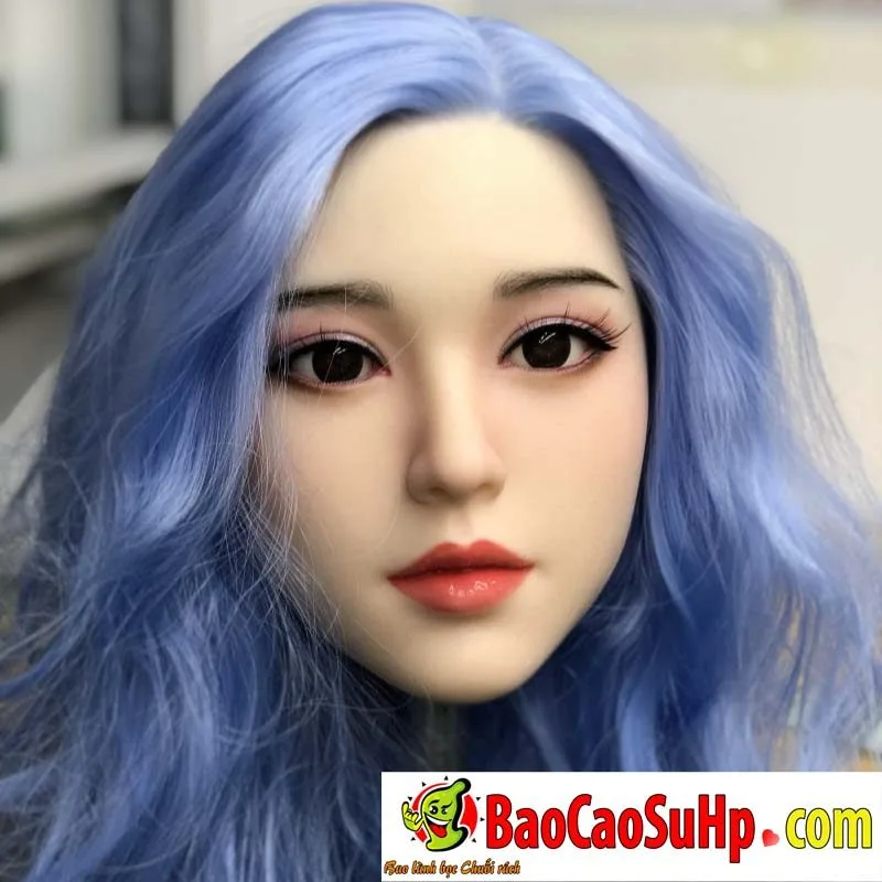 Blue Hair DDZ001 Silicone Realistic Love Doll Head — hình 7