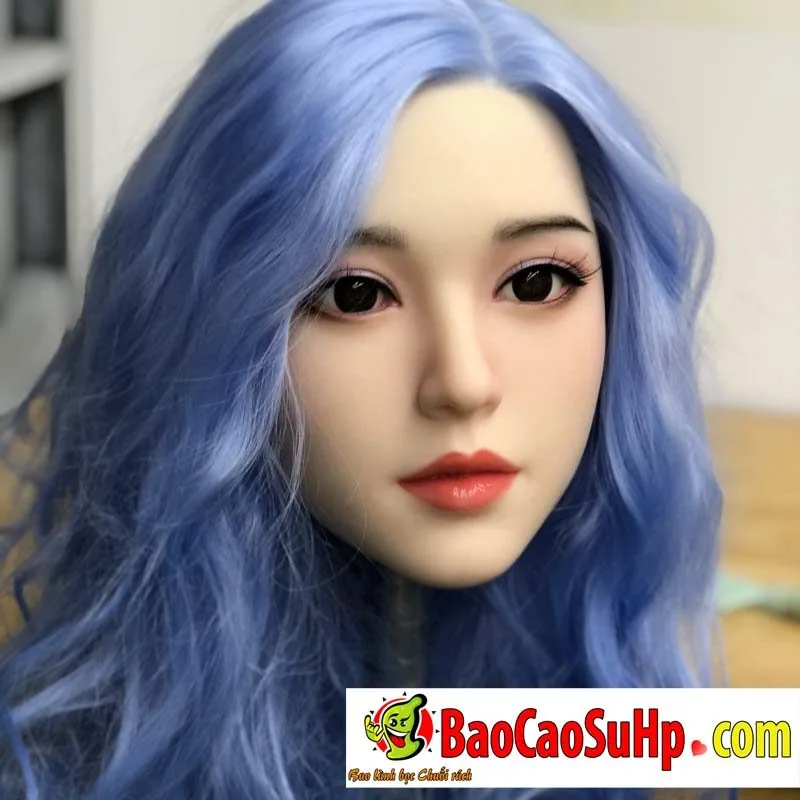 Blue Hair DDZ001 Silicone Realistic Love Doll Head — hình 2