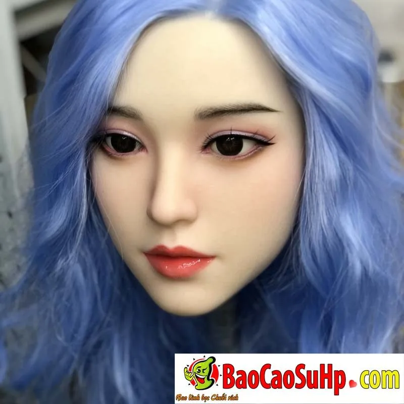 Blue Hair DDZ001 Silicone Realistic Love Doll Head — hình 5