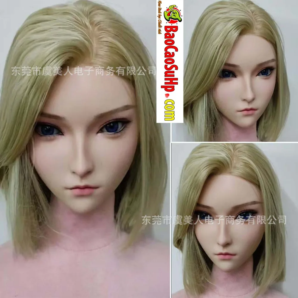 M170091 Full Silicone Hair-Implanted Makeup Doll Head — hình 3