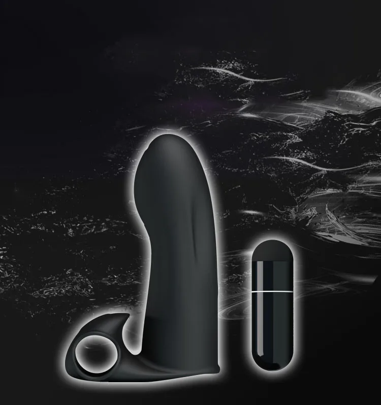 Ribbed Finger Sleeve Vibrating G Spot Massager Black-Purple — hình 8