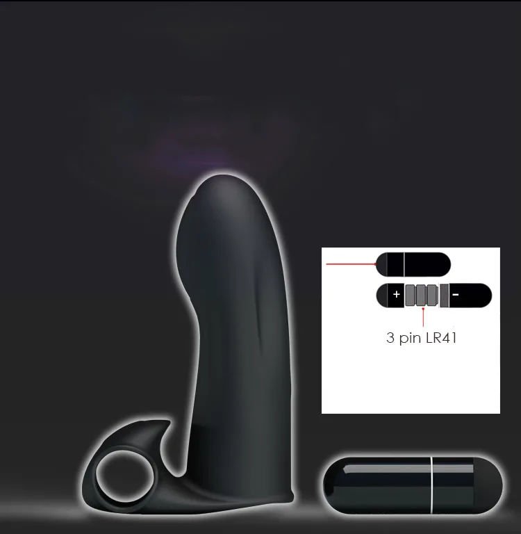 Ribbed Finger Sleeve Vibrating G Spot Massager Black-Purple — hình 4