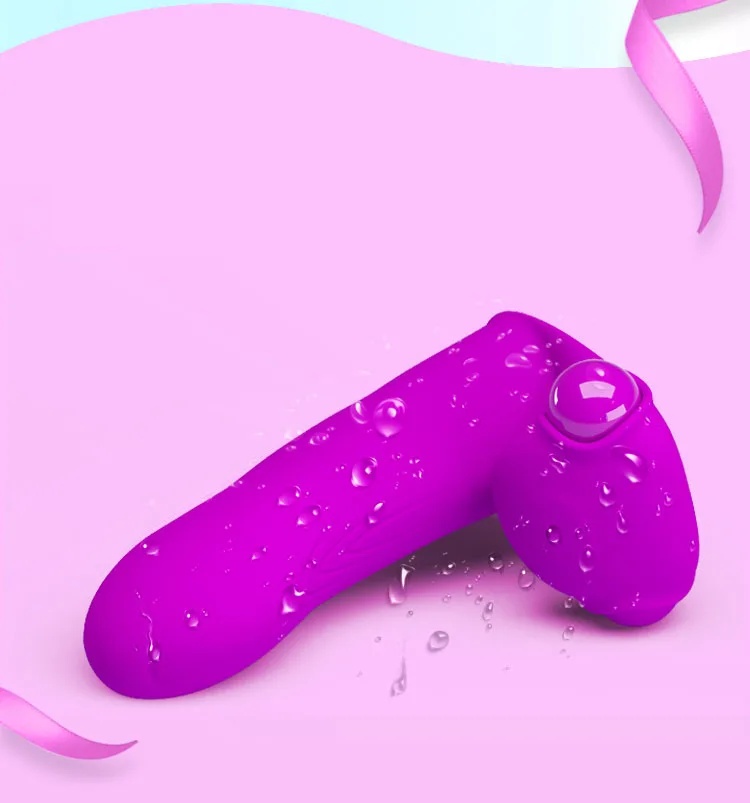 Ribbed Finger Sleeve Vibrating G Spot Massager Black-Purple — hình 7