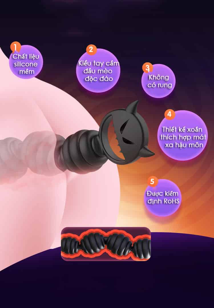 DC11A Cat Tail Beads Anal Male Stimulator Silicone Safe — hình 9