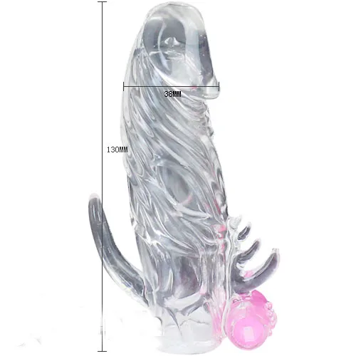 3D Rumble Vibrating Size-Enhancing Condom Safe Silicone — Whether used solo or with a partner, the vibrating condom