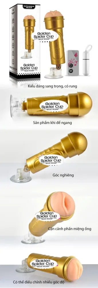 SpiderMan Gold Rearing Vibrating Luxury Male Sleeve — Easy to Use and Clean