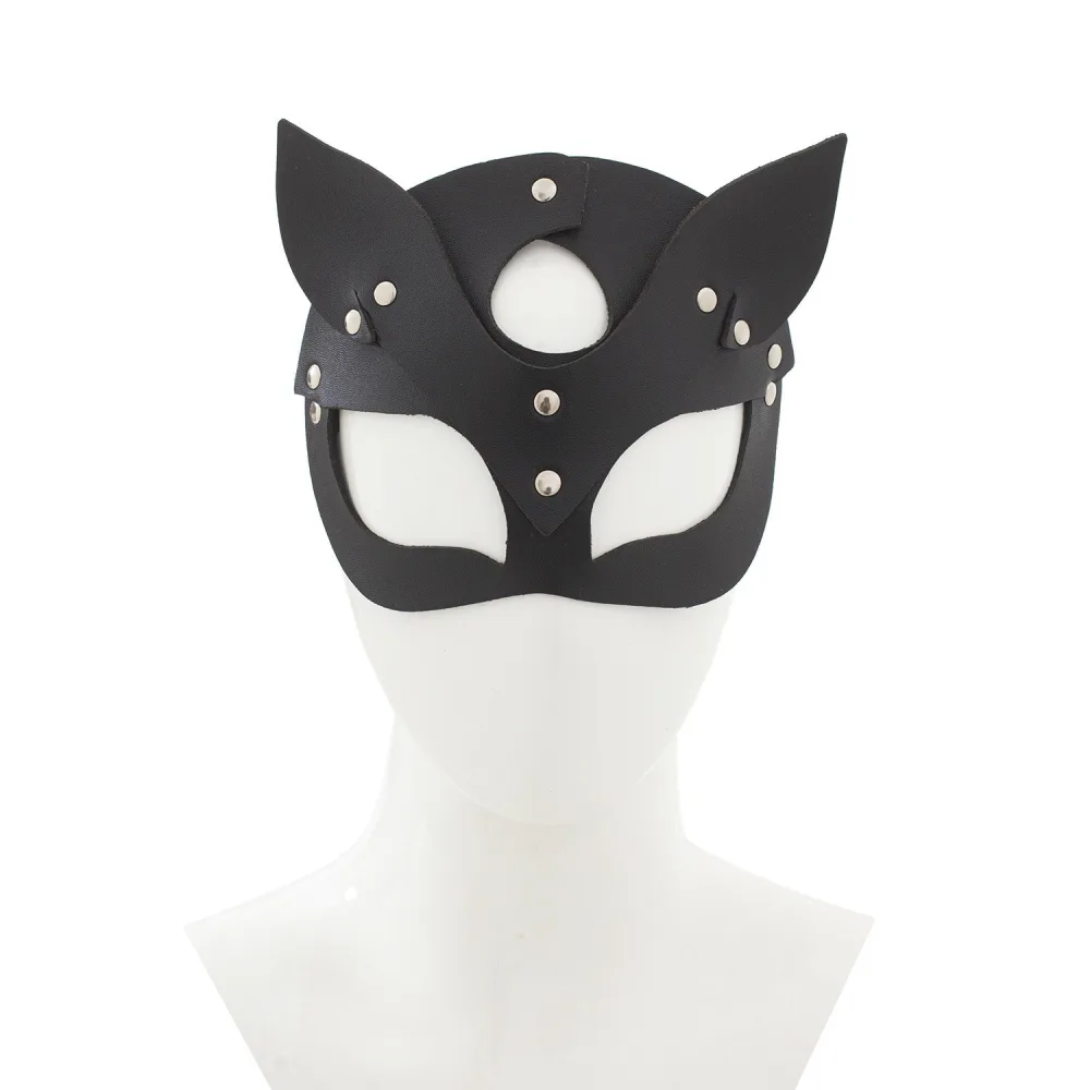 Cute Cat Ear Leather Mask Soft Flexible Easy Clean Play — Stylish and Versatile Design