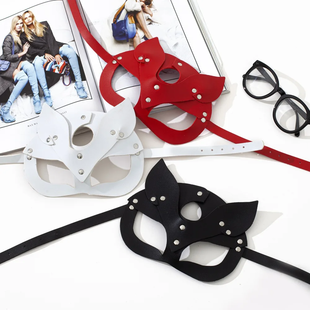 Cute Cat Ear Leather Mask Soft Flexible Easy Clean Play — hình 3