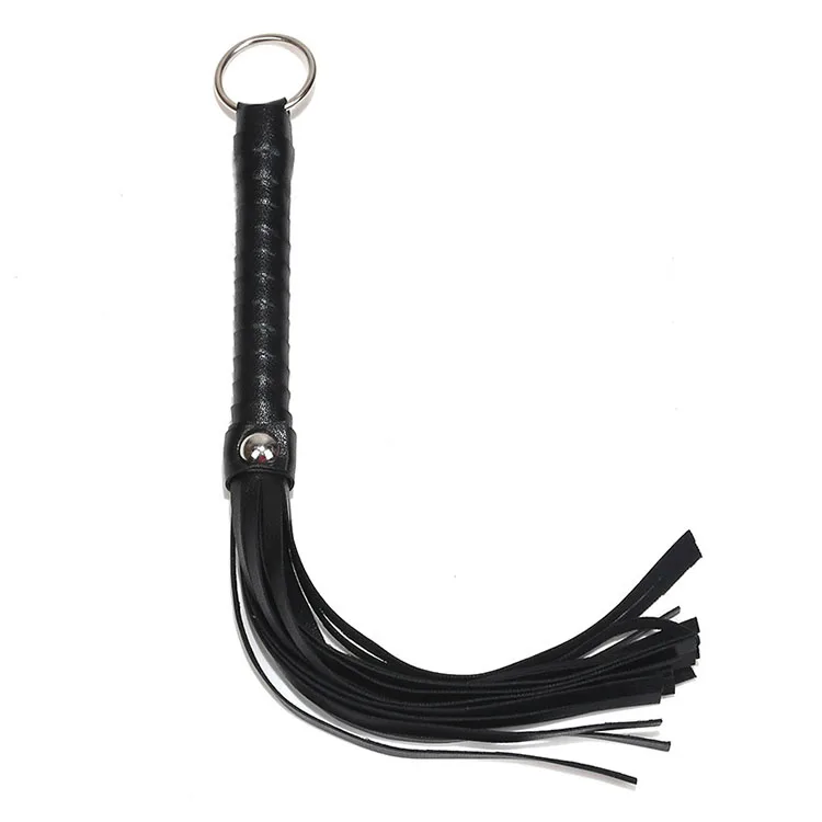 Black Red Leather Crop Whip Stimulating Sensation Toy — hình 4