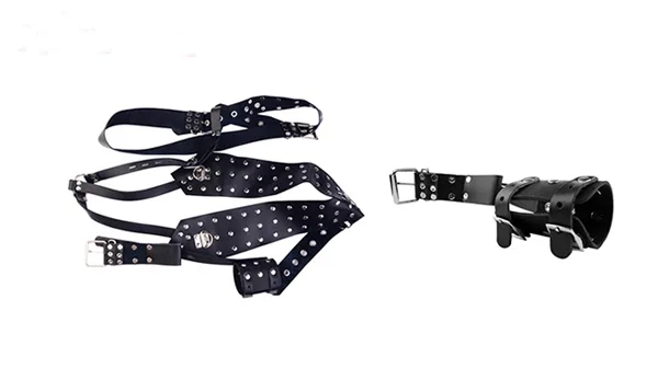 Leather Rope Bondage Set Passion Enhancer 4 Pieces — The classic black color adds a touch of sophistication and