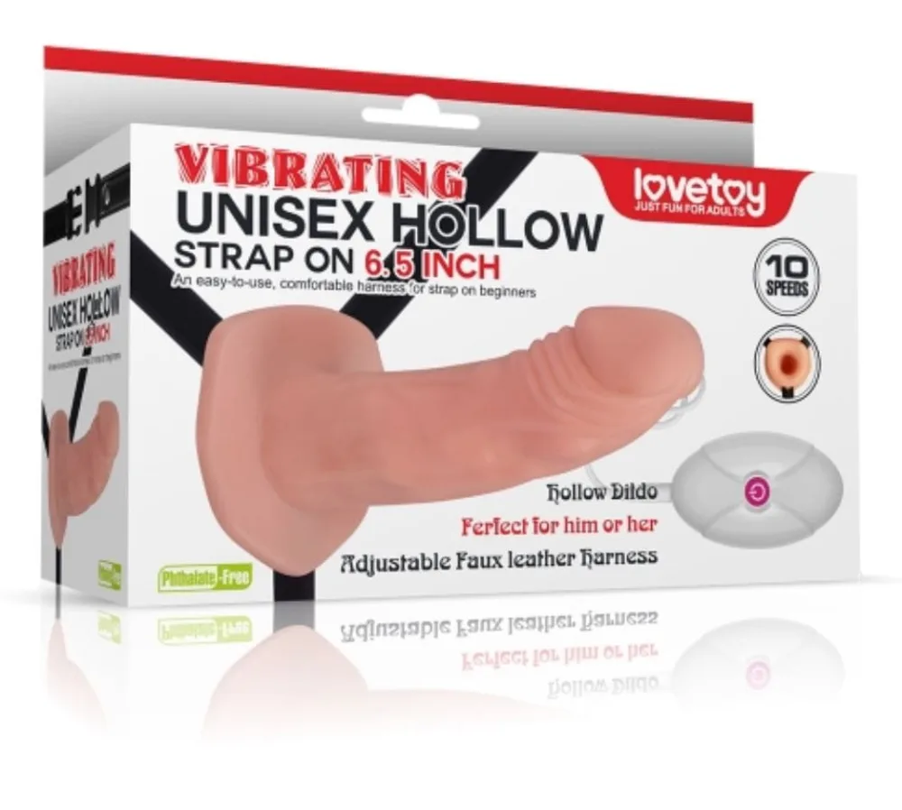 DC65K Hollow Strap-On Dildo – Rigid Or Vibrating Couple Play — hình 5