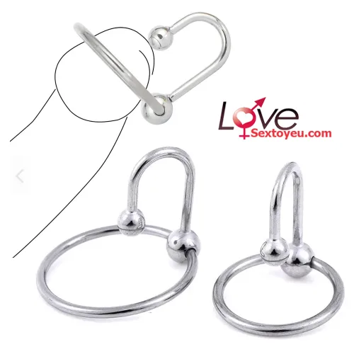 Inox Beaded Penis Lock with Urethral Hook for Intense — hình 2