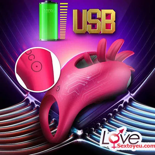 2in1 Rotating Licking Ring Stimulator Couples Silicone Toy — Easy to Use & Maintain