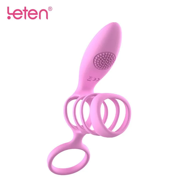 Middle Ribbed Vibrating Cock Ring Prolong Pleasure — Designed to elevate pleasure for both partners, this smart