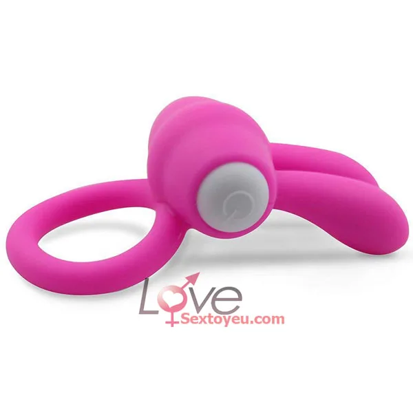 Double Rabbit Ears Vibrating Ring Couples Intimate Toy Pink — hình 4