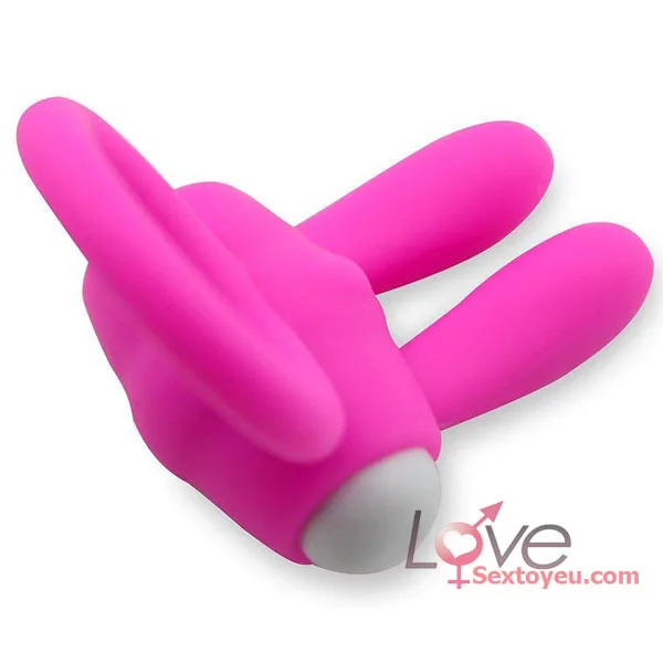 Double Rabbit Ears Vibrating Ring Couples Intimate Toy Pink — hình 5