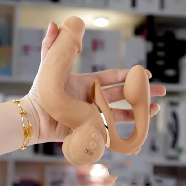 Double-Ended Silicone Vibrator for Lesbian Couples, Rearing — hình 9