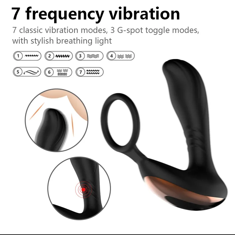 Prostate vibrating massager with cock ring USB rechargeable — hình 5